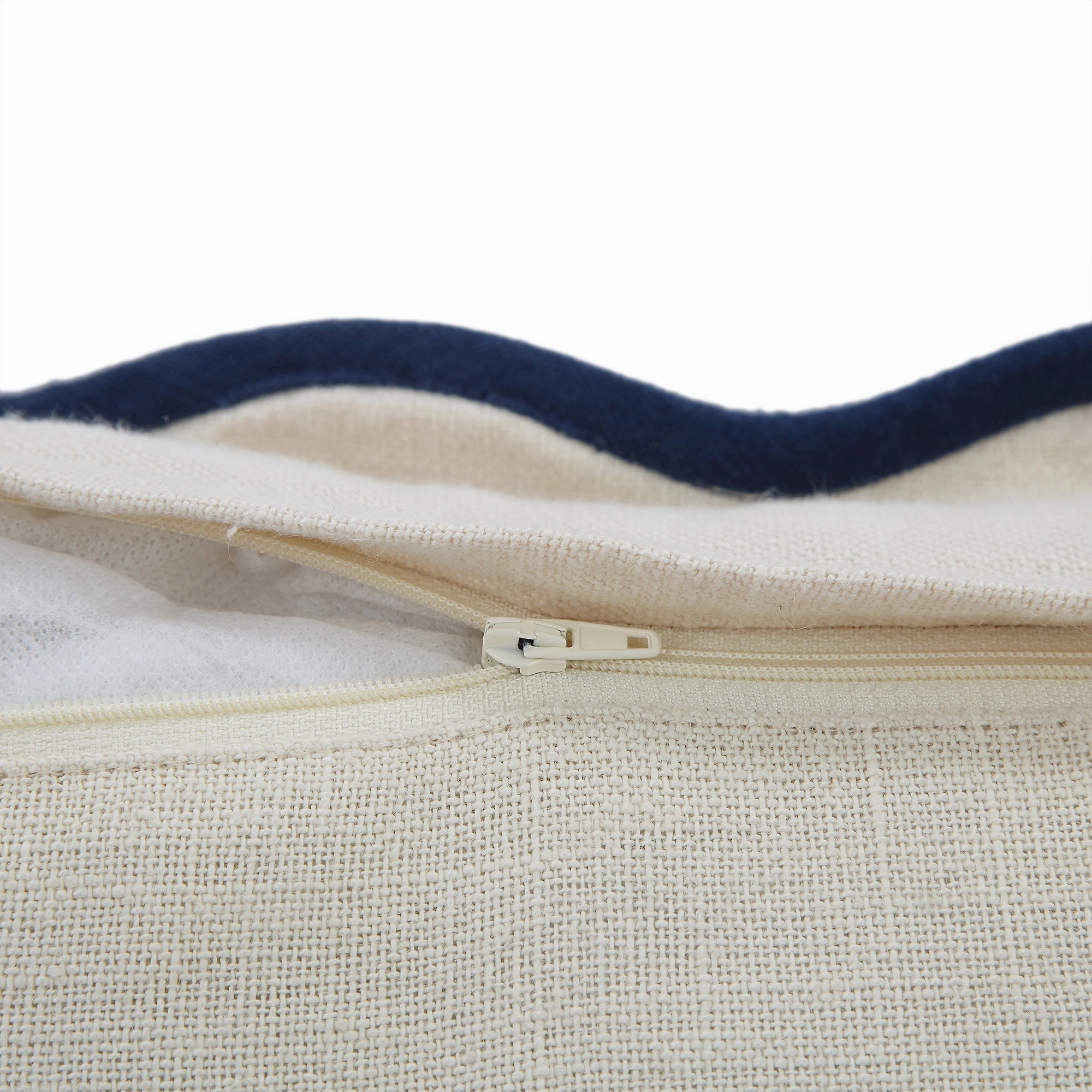 Evie Linen Prussian Blue Scalloped Square Cushion