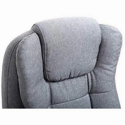 Executive Reclining Desk Chair with Footrest, Headrest and Lumbar Cushion Support, Grey Fabric