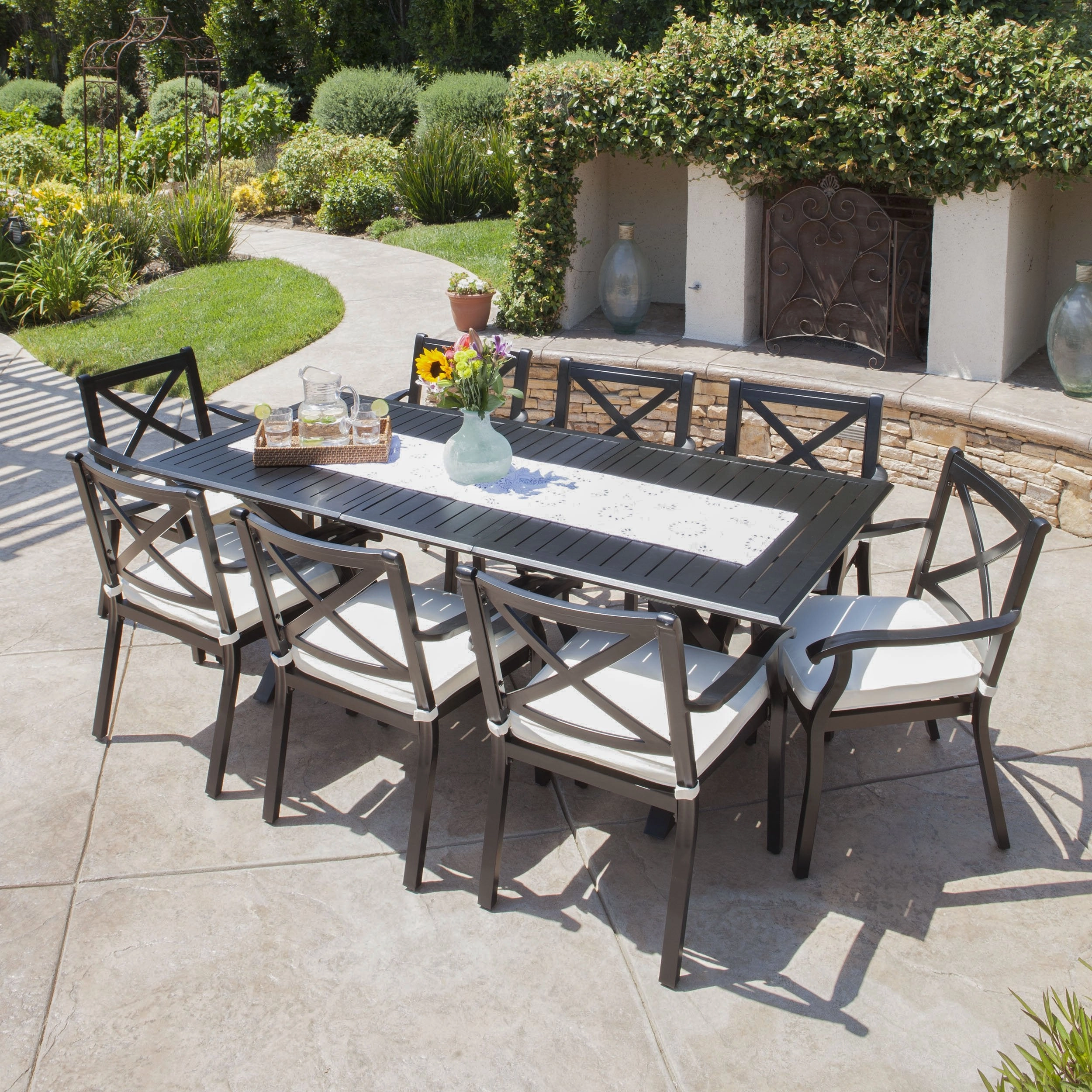 Expandable 7-9 Piece Outdoor Cast Aluminum Dining Set w/ Umbrella Hole - NH370103 outdoor lounge chair, patio sofa