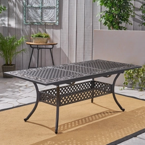 Expandable Patio Dining Table, 64" - 81", Cast Aluminum, Shiny Copper - NH715703 outdoor lounge chair, patio sofa