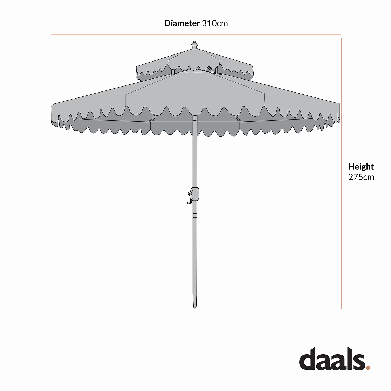 Fabienne Beige 3M Octagonal Double Top Crank and Tilt Parasol with Green Scalloped Edge