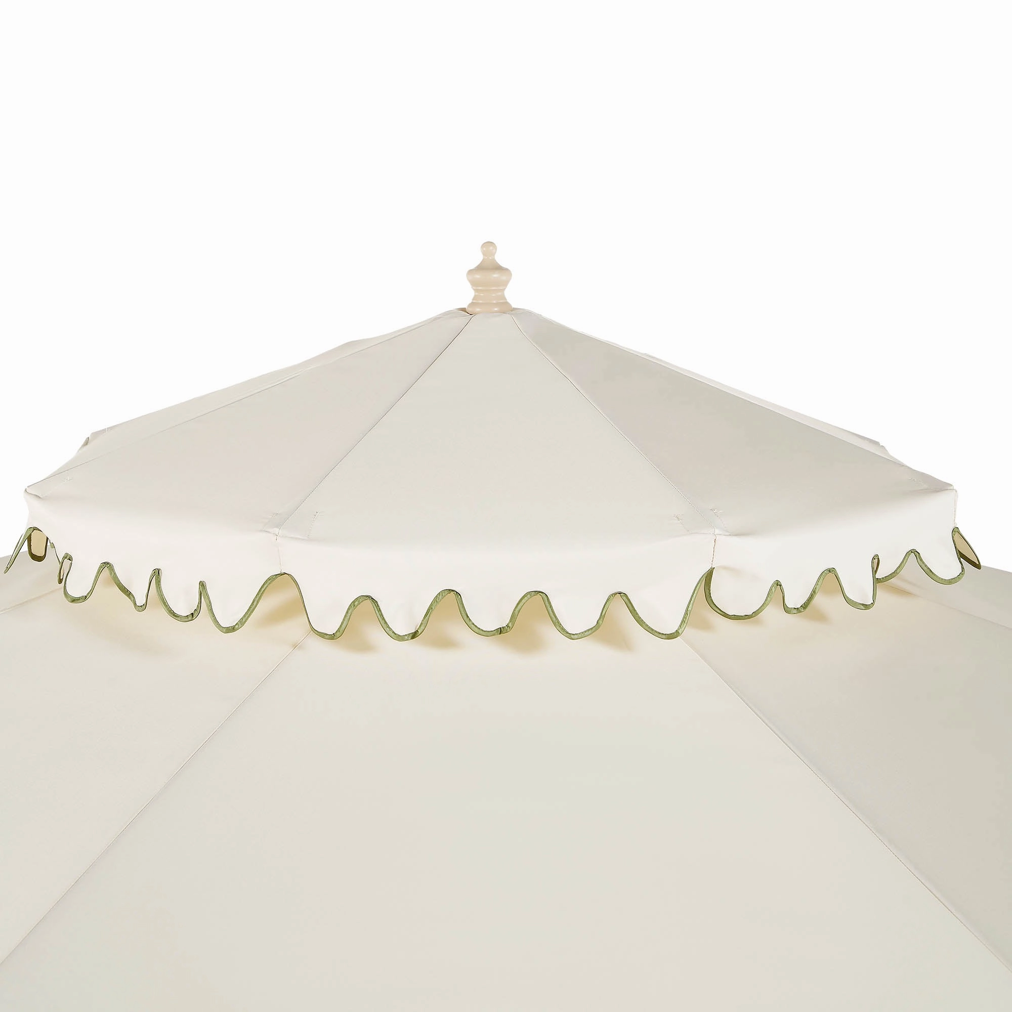 Fabienne Beige 3M Octagonal Double Top Crank and Tilt Parasol with Green Scalloped Edge
