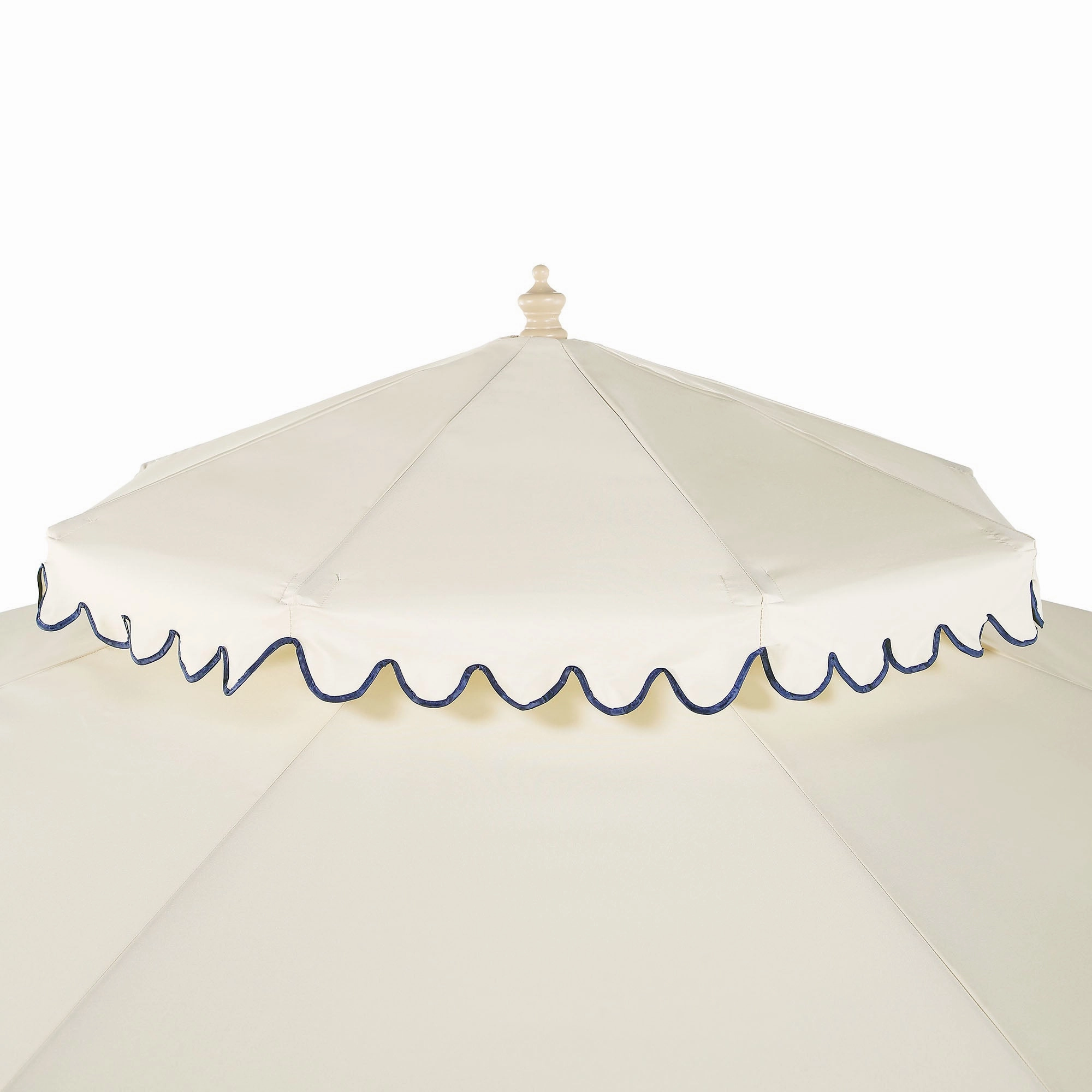 Fabienne Beige 3M Octagonal Double Top Crank and Tilt Parasol with Navy Scalloped Edge