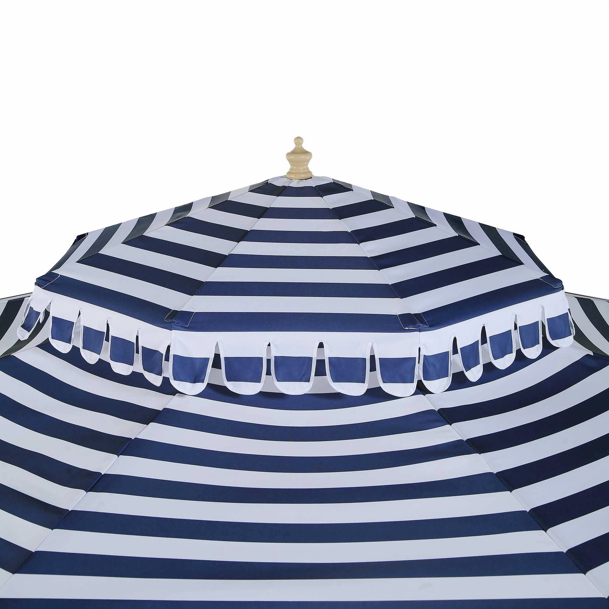 Fabienne Blue and White Striped 3M Double Top Crank and Tilt Parasol