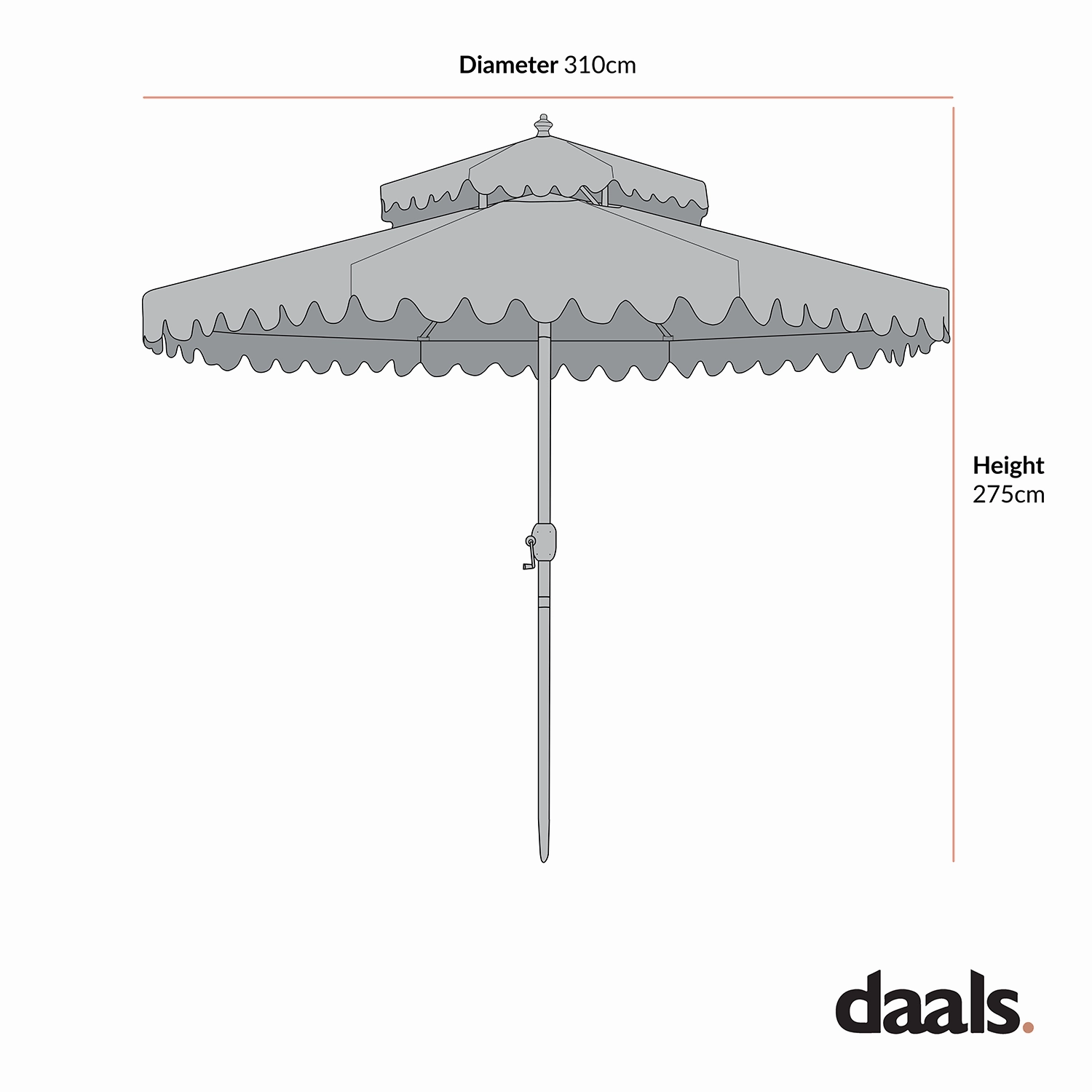 Fabienne Sage Green and White Striped 3M Double Top Crank and Tilt Parasol