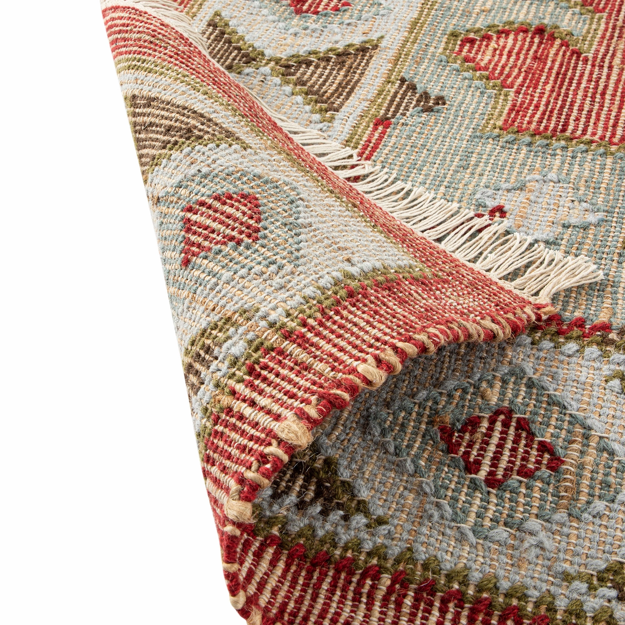 Farah Kilim Traditional Handwoven Wool & Jute Deep Red Rug