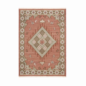 Farah Kilim Traditional Handwoven Wool & Jute Deep Red Rug