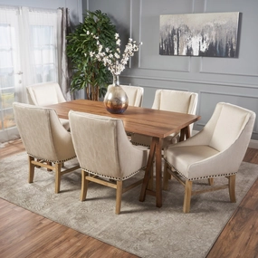 Farmhouse 7 Piece Wood Dining Set - NH071103 kitchen accessories, table linens