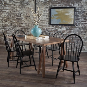 Farmhouse Cottage 7 Piece Faux Wood Dining Set with Rubberwood Chairs - NH324203 kitchen accessories, table linens