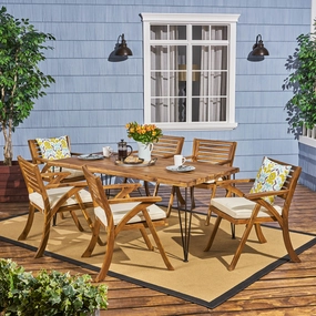 Farmhouse Outdoor Patio Hairpin Legs Dining Set - NH045703 outdoor lounge chair, patio sofa