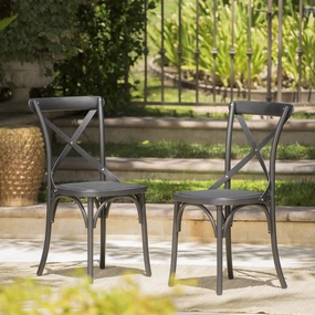 Farmhouse Outdoor X-Back Plastic Nylon Dining Chairs (Set of 2) - NH218103 outdoor lounge chair, patio sofa