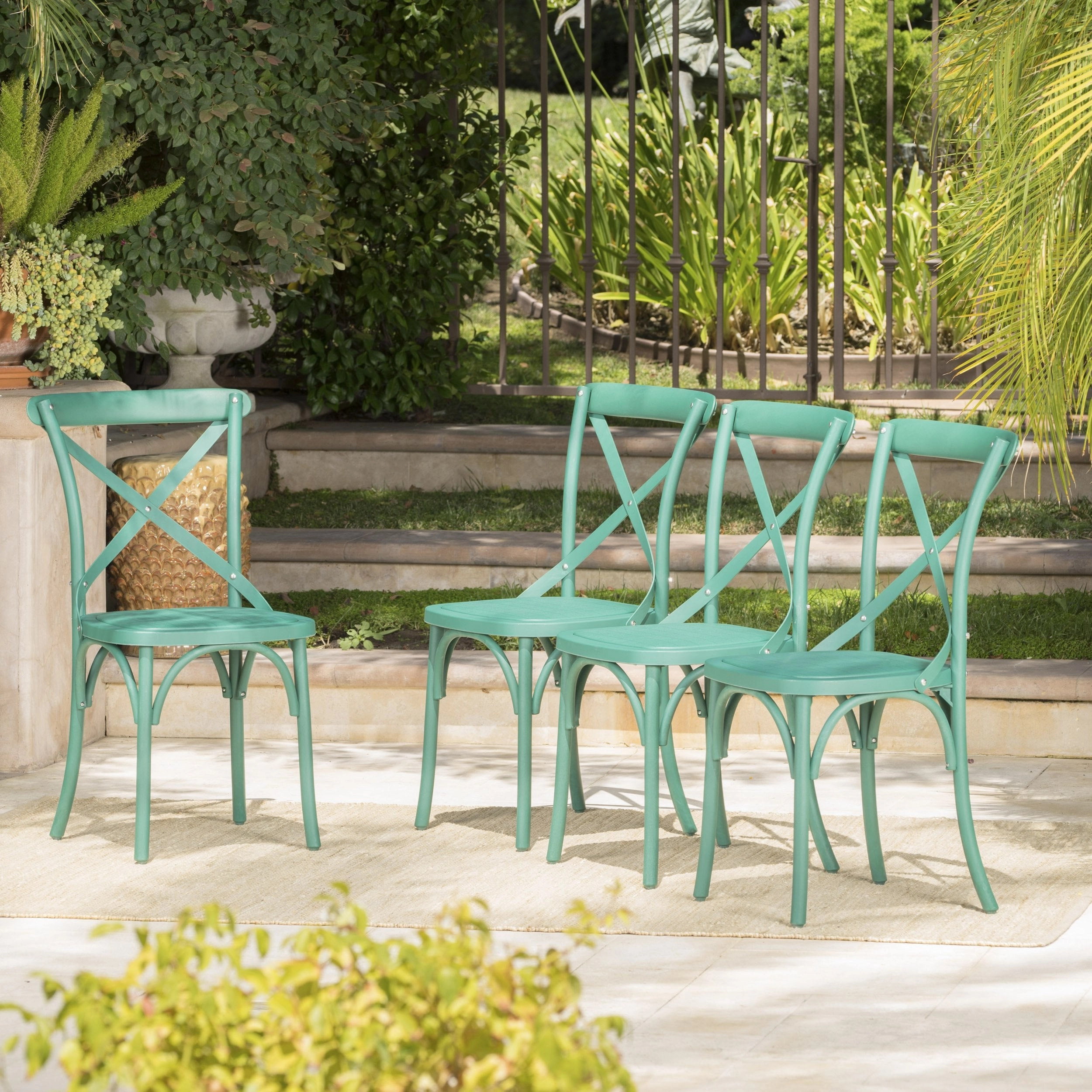 Farmhouse Outdoor X-Back Plastic Nylon Dining Chairs (Set of 2) - NH218103