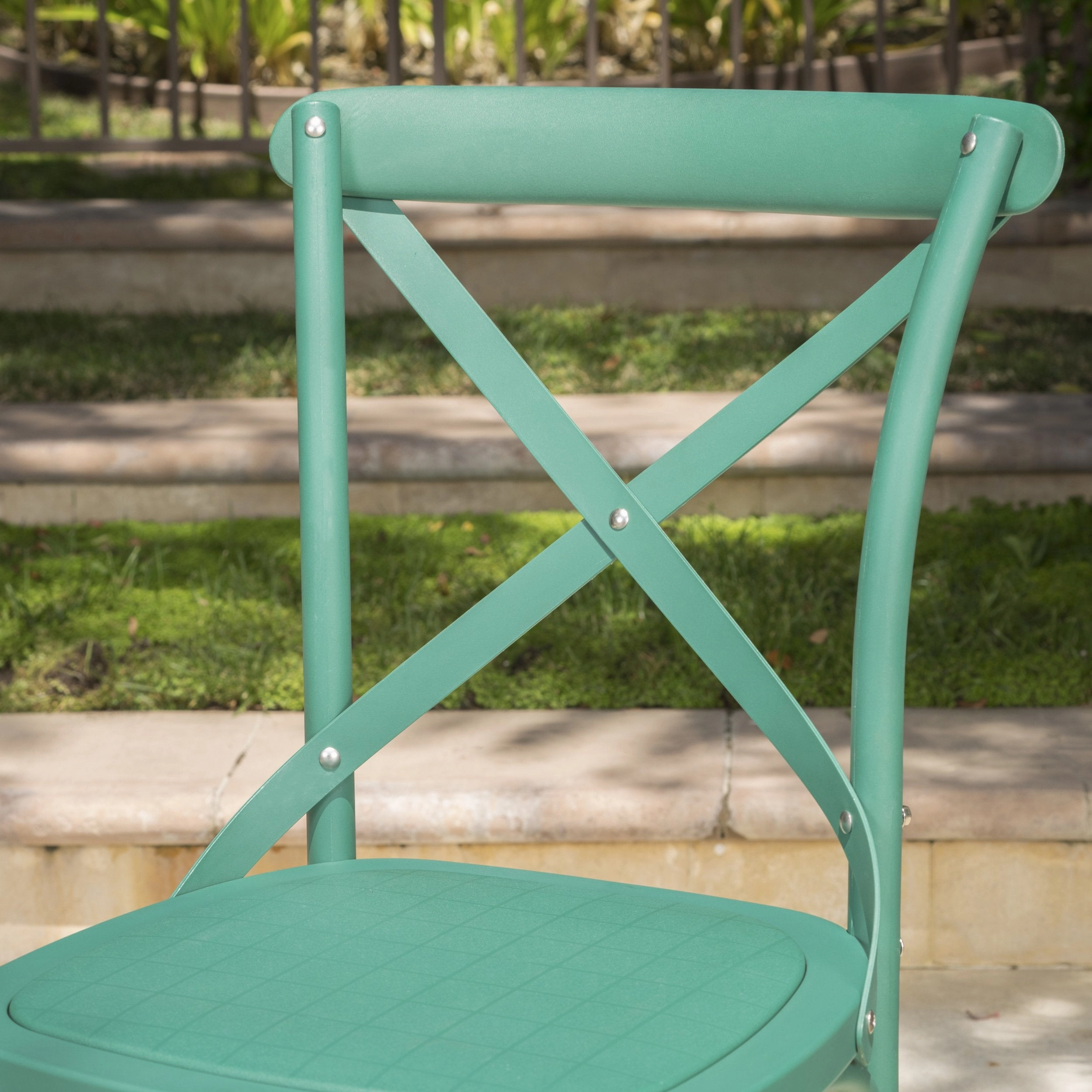 Farmhouse Outdoor X-Back Plastic Nylon Dining Chairs (Set of 2) - NH218103