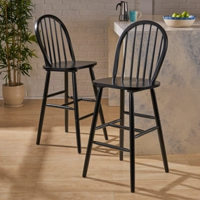 Farmhouse Spindle Backrest Wood Barstools (Set of 2) - NH599603 kitchen accessories, table linens
