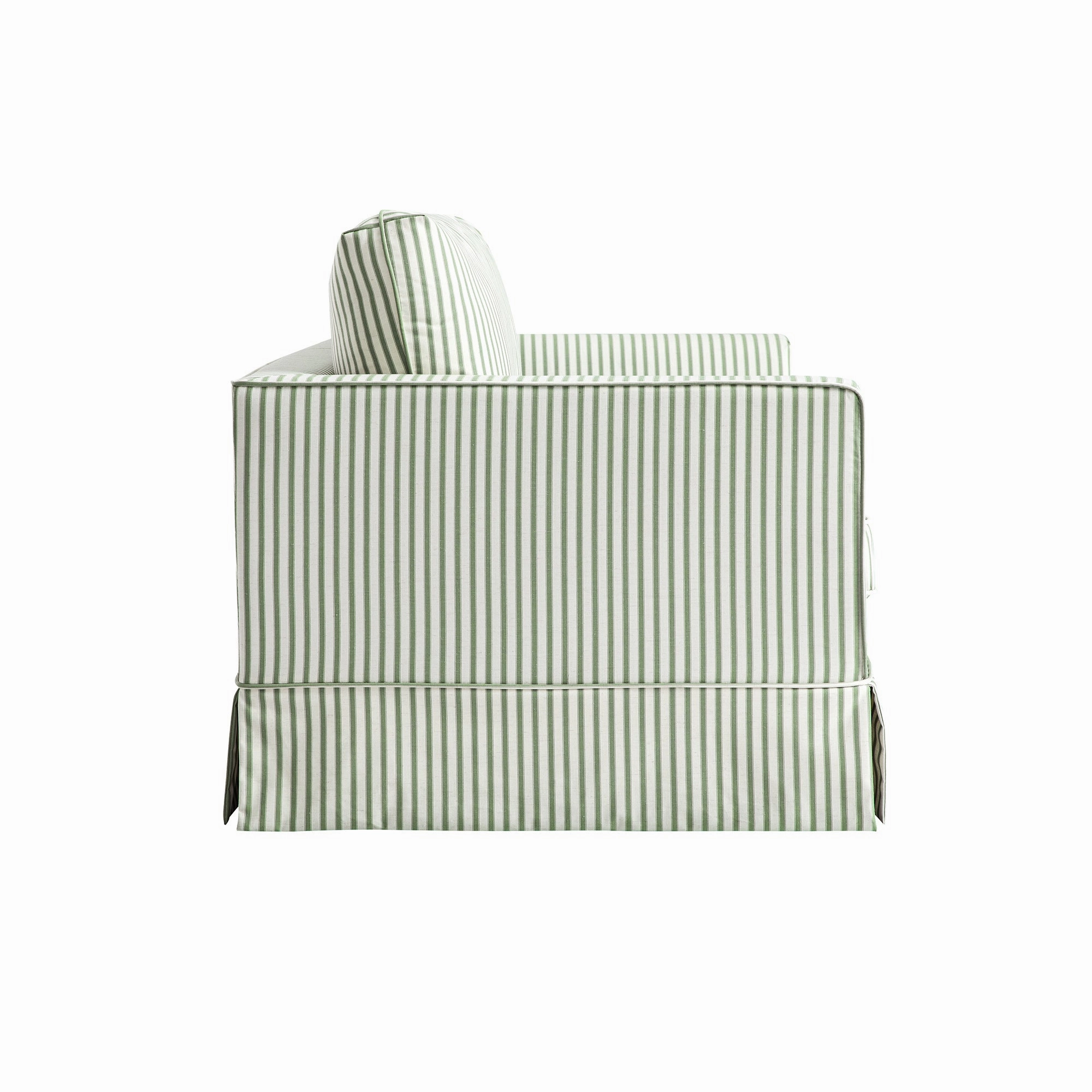 Fitz Skirted 2-Seater Sofa, Sage Striped Linen Blend