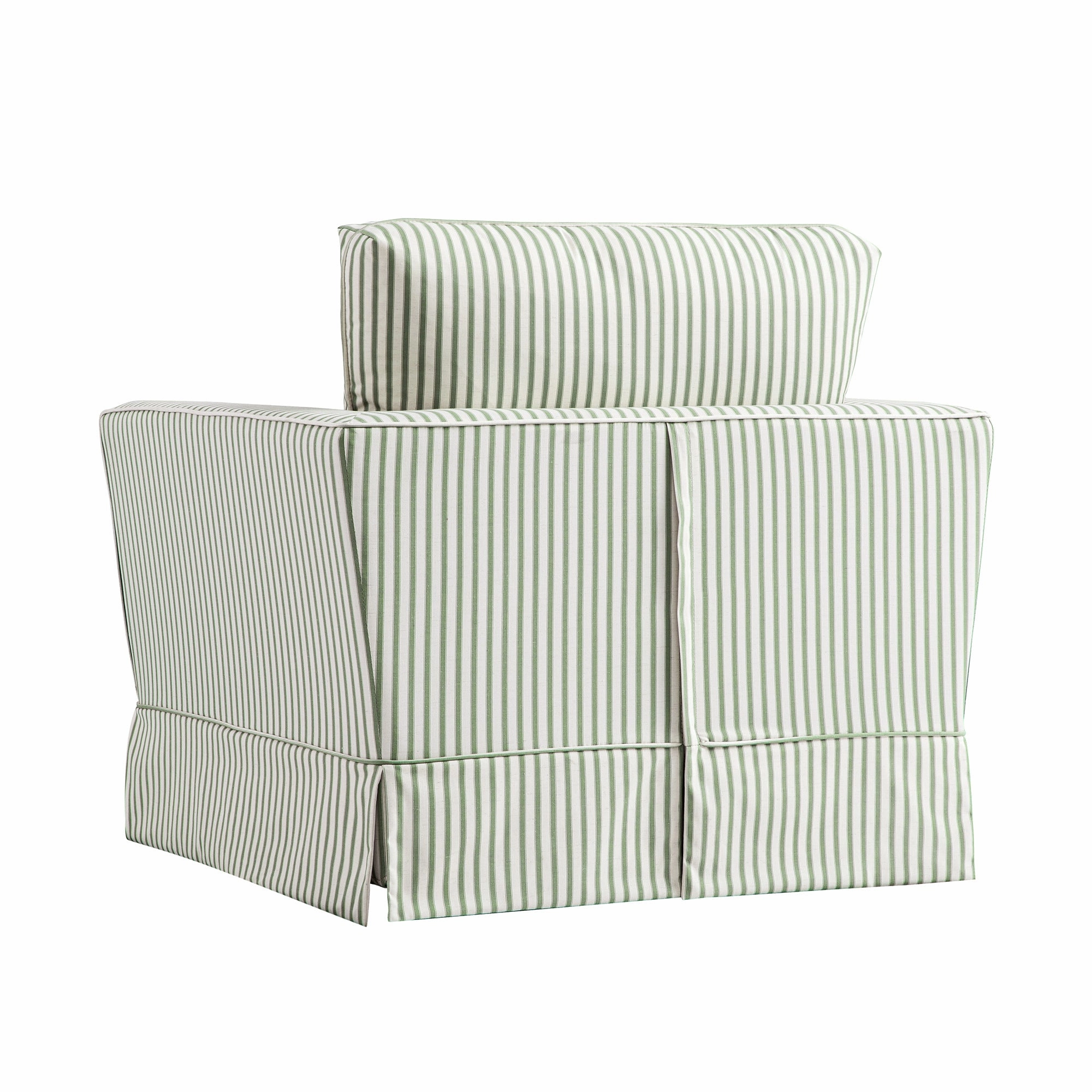 Fitz Skirted Armchair, Sage Striped Linen Blend