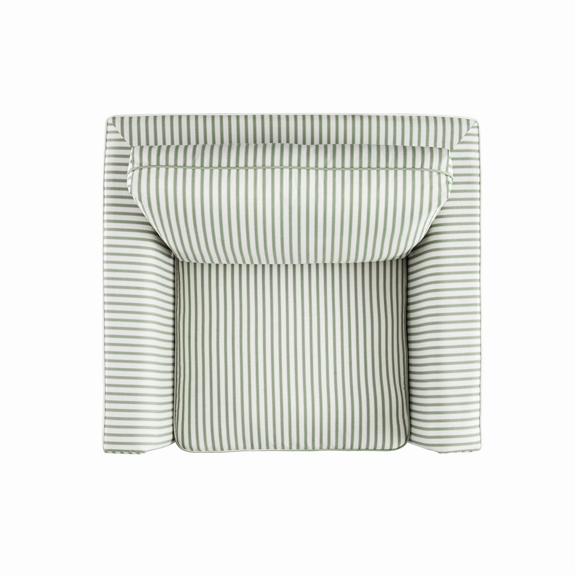 Fitz Skirted Armchair, Sage Striped Linen Blend