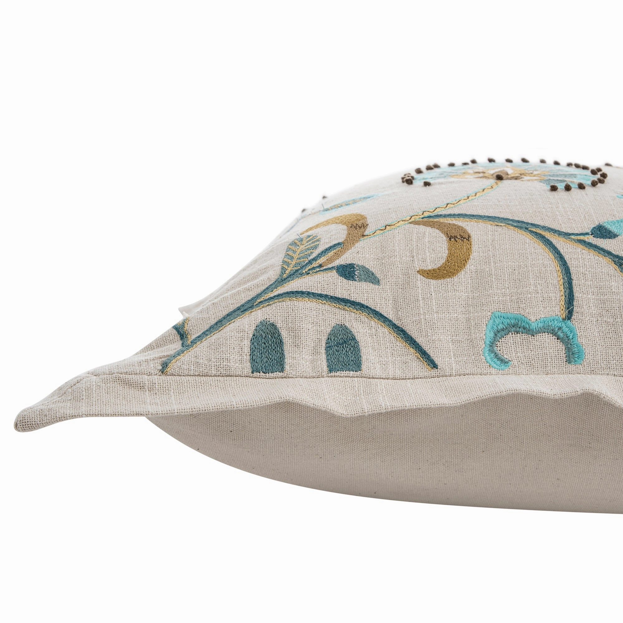 Flora & Fauna Hand Embroidered Azure Fantasy Cushion