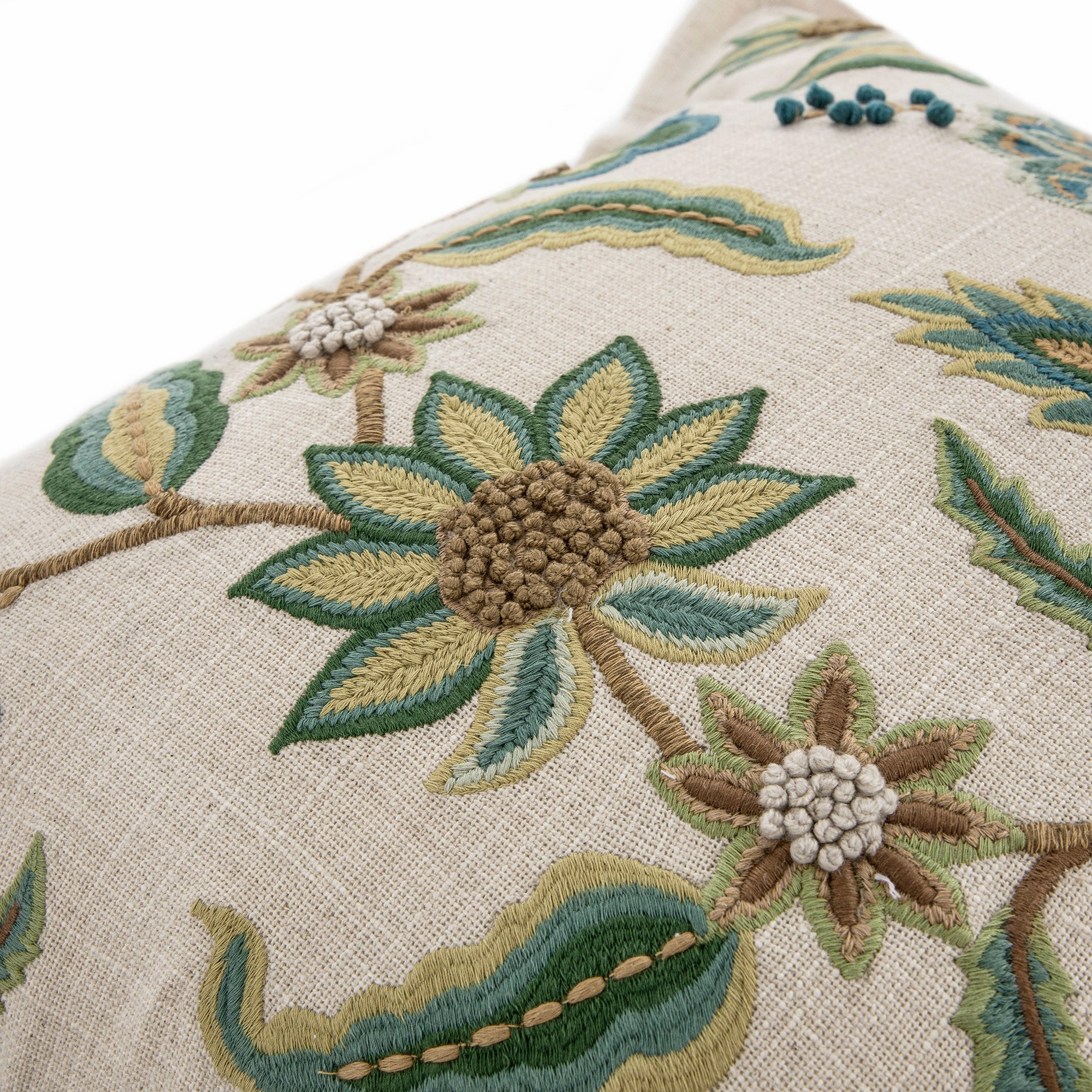 Flora & Fauna Hand Embroidered Jacobean Oasis Cushion