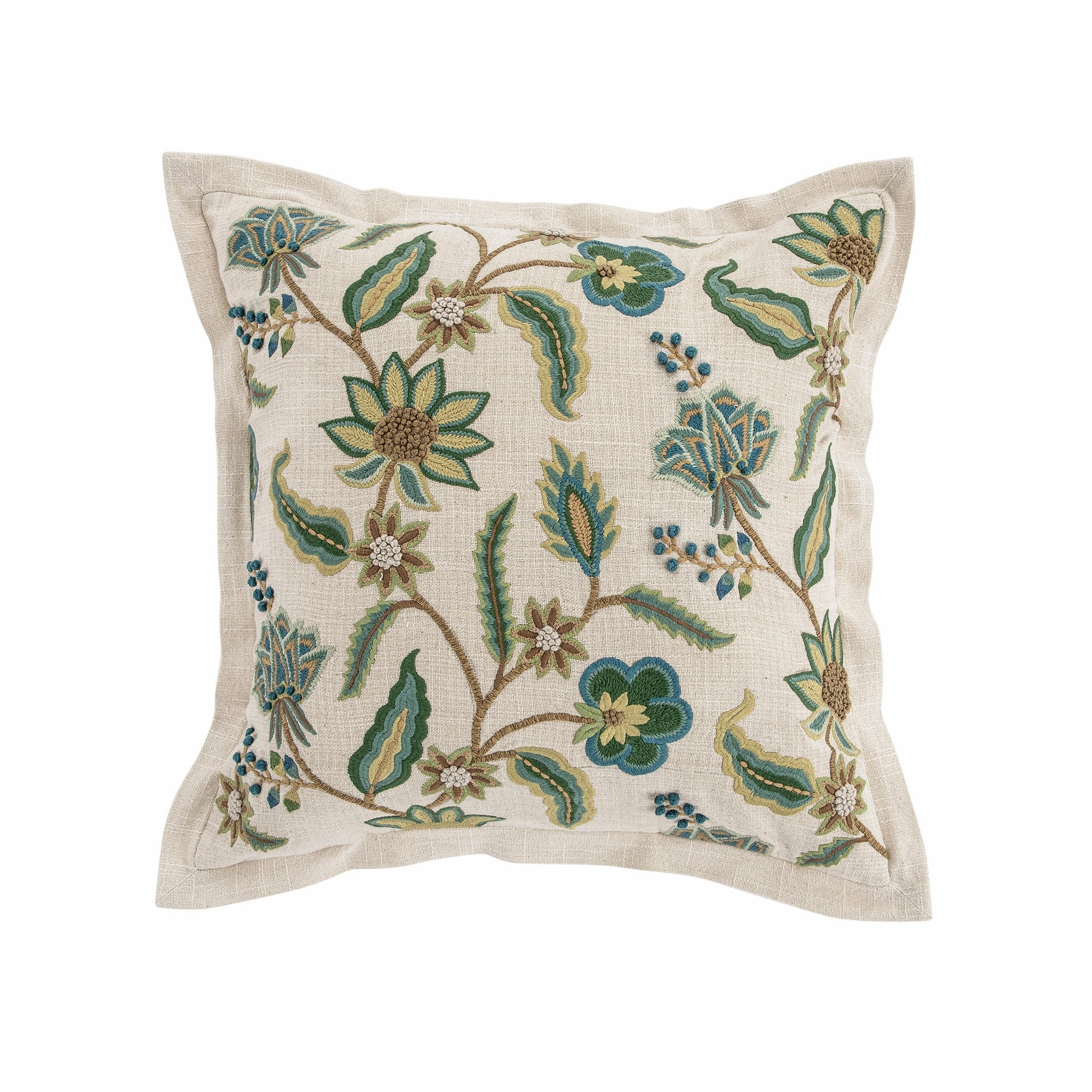 Flora & Fauna Hand Embroidered Jacobean Oasis Cushion