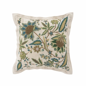Flora & Fauna Hand Embroidered Jacobean Paradise Cushion