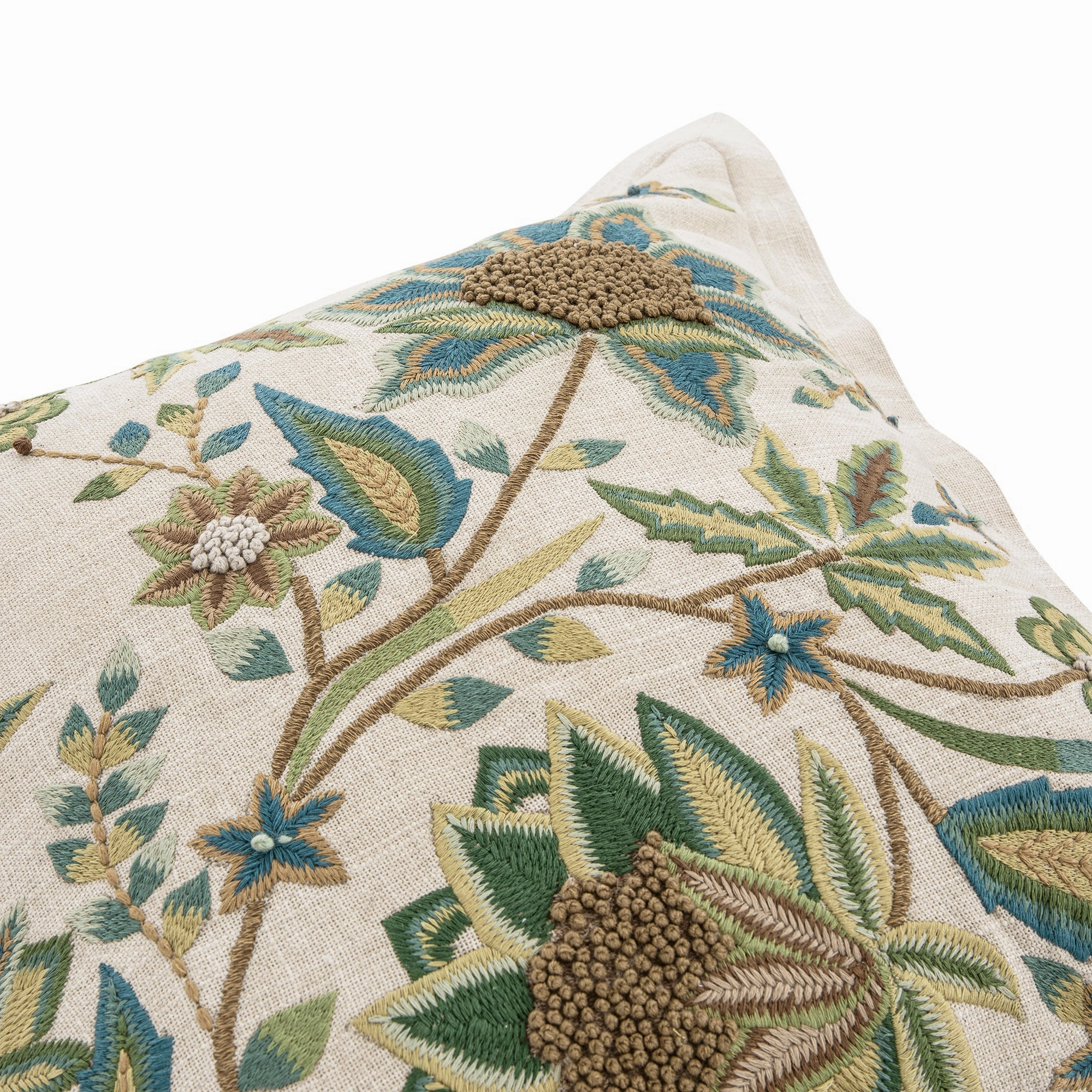 Flora & Fauna Hand Embroidered Jacobean Paradise Cushion