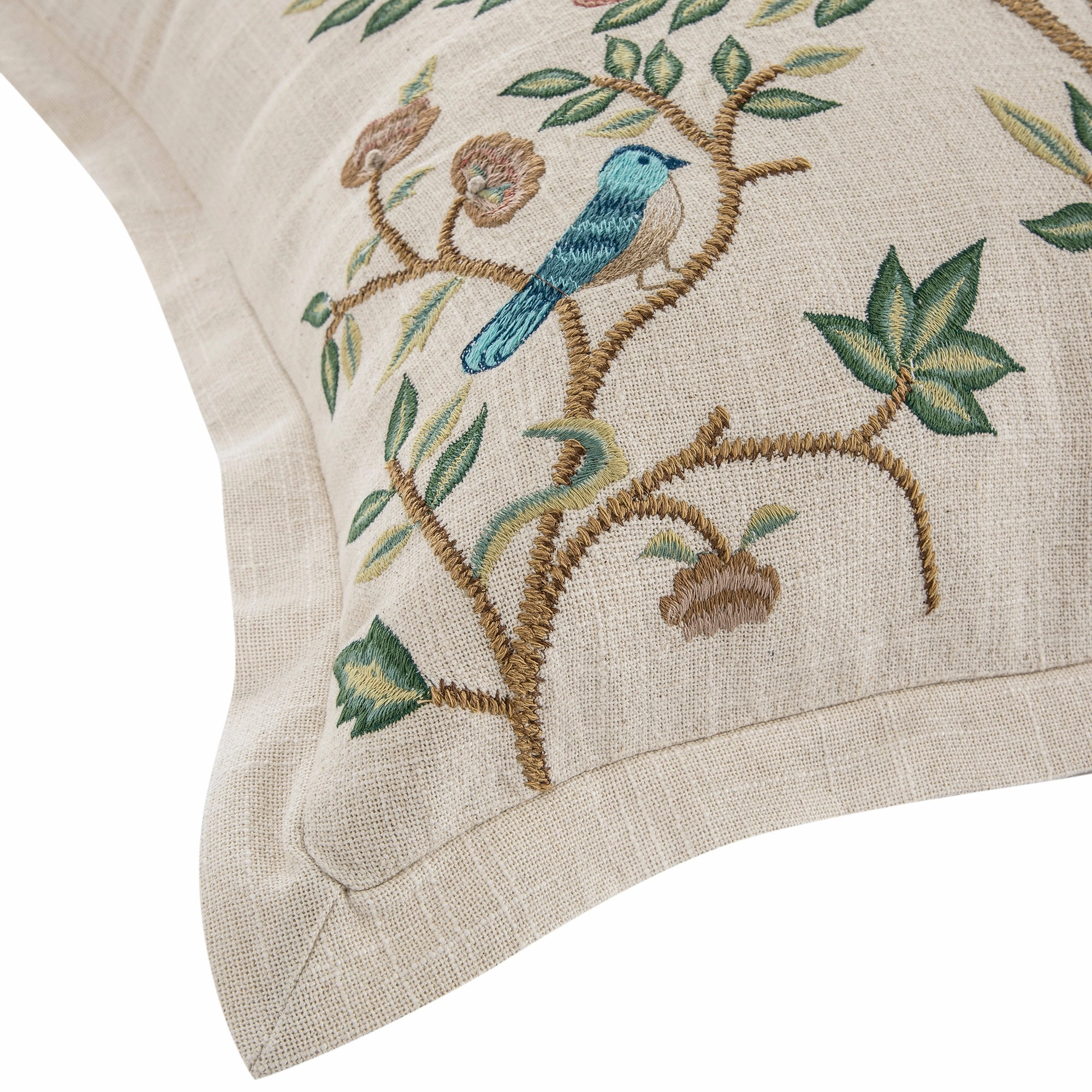 Flora & Fauna Hand Embroidered Tree Of Life Cushion