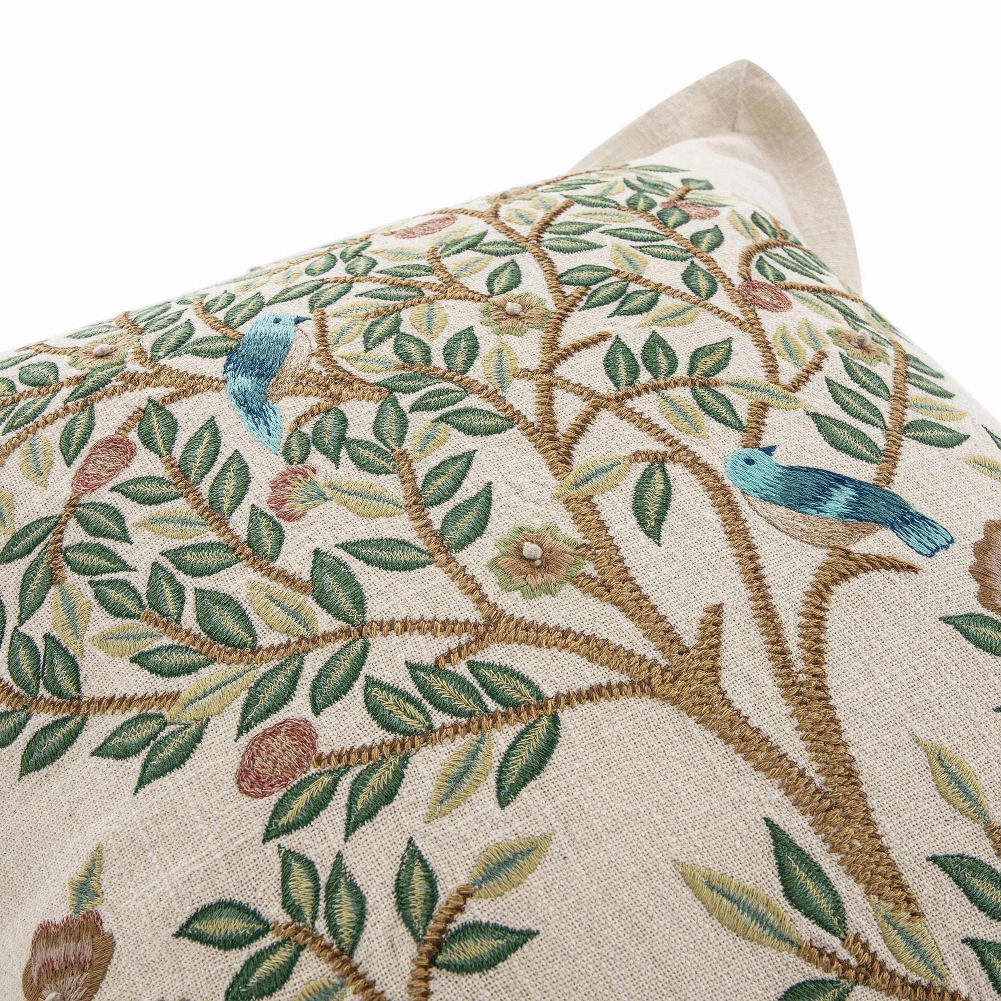 Flora & Fauna Hand Embroidered Tree Of Life Cushion