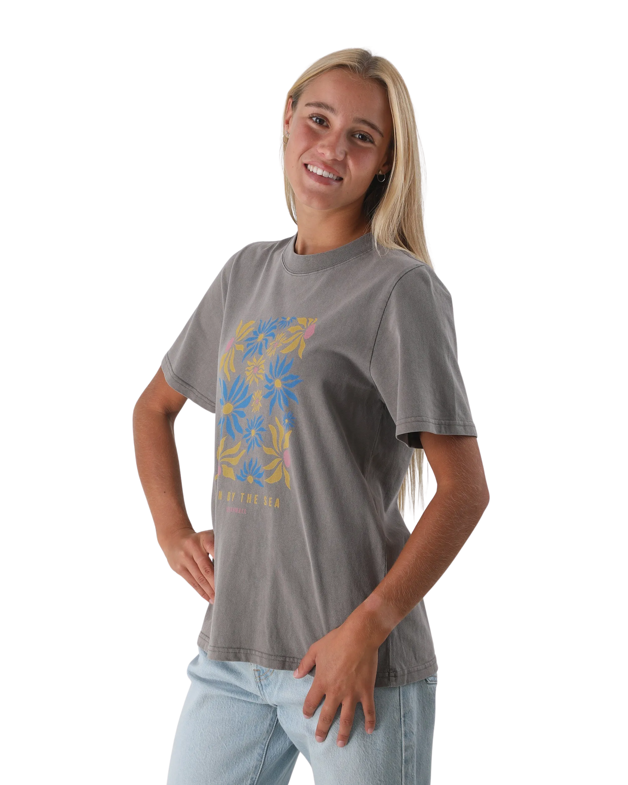 Flower Market T-Shirt in Faded Grey