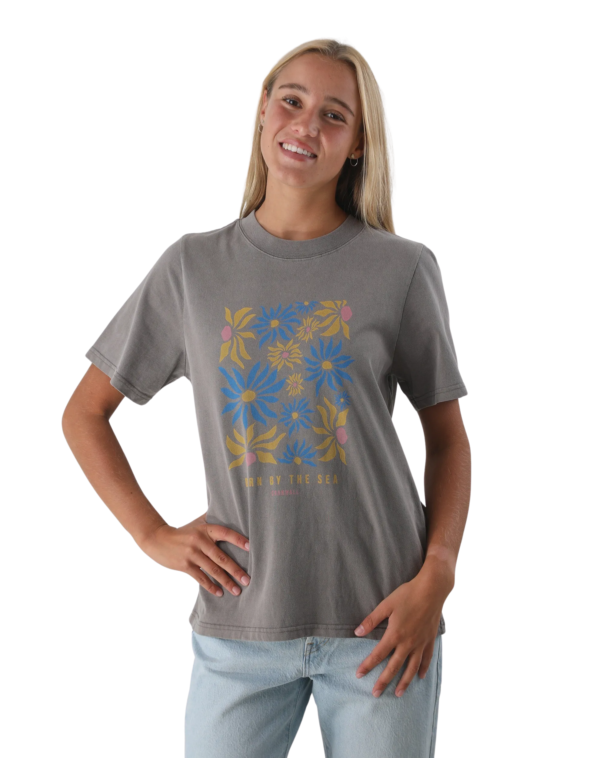 Flower Market T-Shirt in Faded Grey