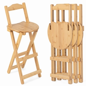 Folding Bamboo Bar Stools 24 Kitchen Counter Height Stool with Backrest & Footrest kitchen towel, placemats