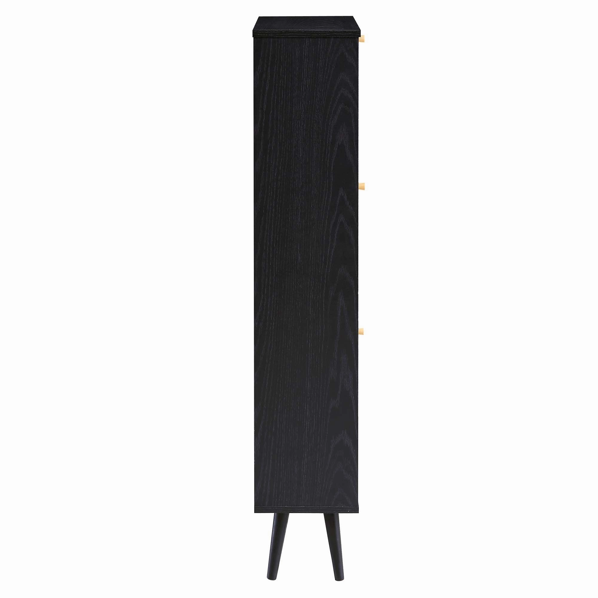 Frances Rattan 3 Tier Shoe Storage Cabinet, Black