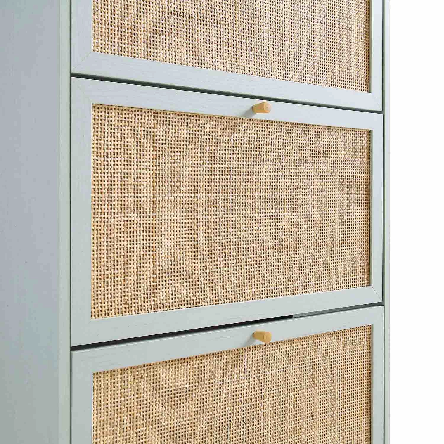 Frances Rattan 3 Tier Shoe Storage Cabinet, Mint