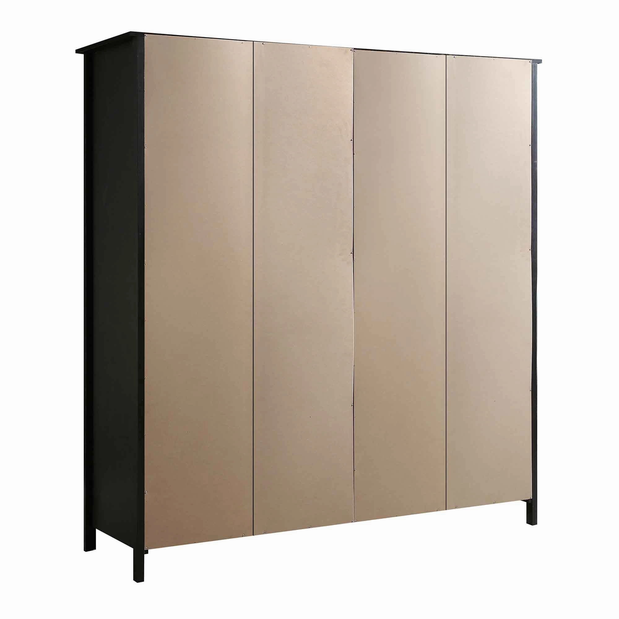 Frances Rattan 4-Door Wardrobe with 2 Drawers, Black