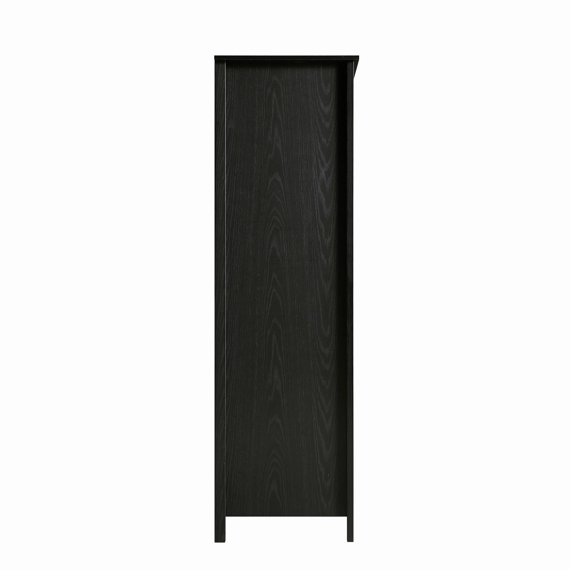 Frances Rattan 4-Door Wardrobe with 2 Drawers, Black
