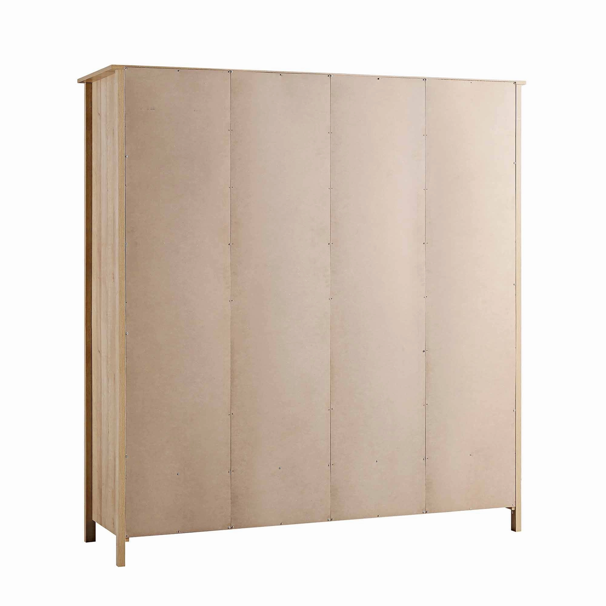 Frances Rattan 4-Door Wardrobe with 2 Drawers, Natural