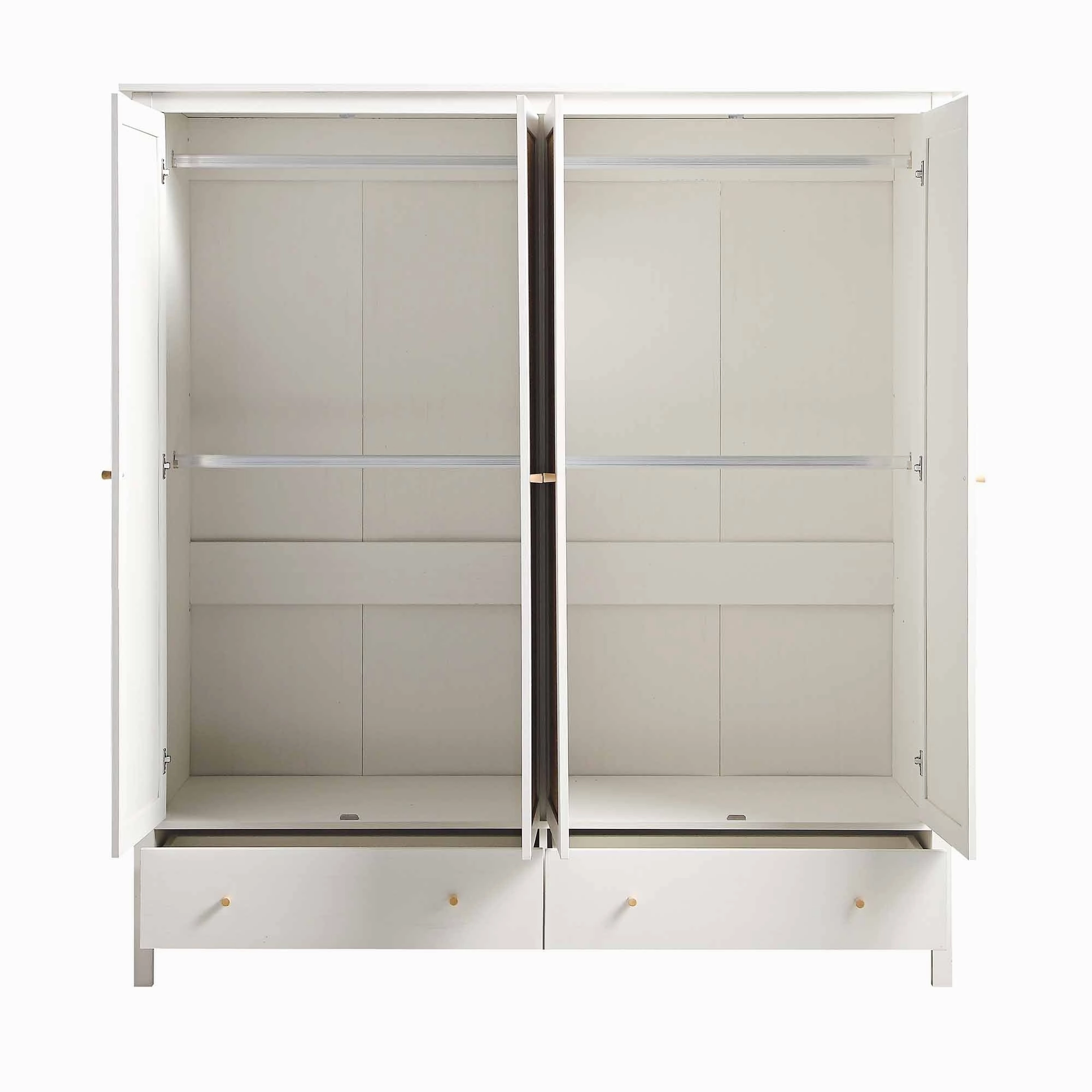 Frances Rattan 4-Door Wardrobe with 2 Drawers, White