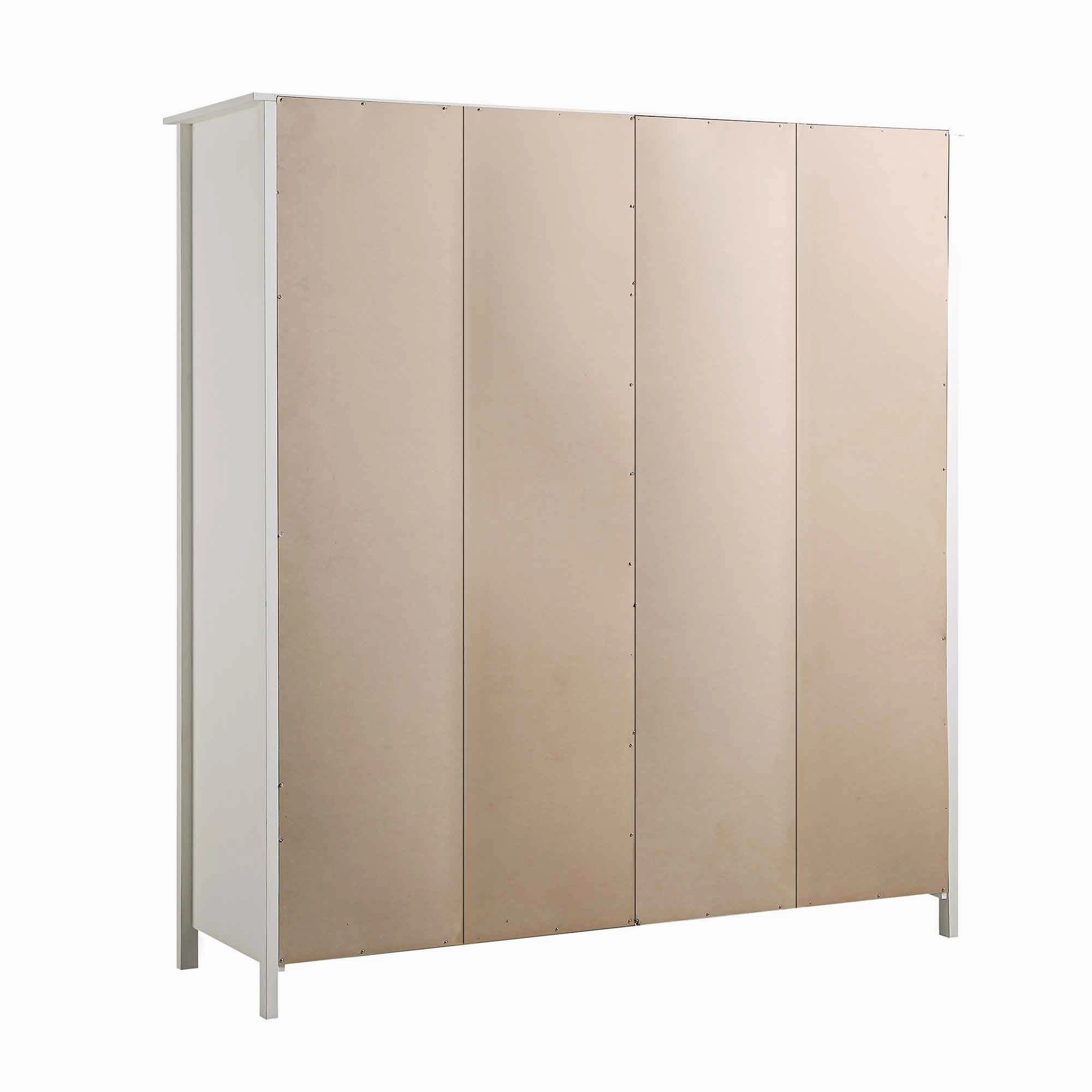 Frances Rattan 4-Door Wardrobe with 2 Drawers, White