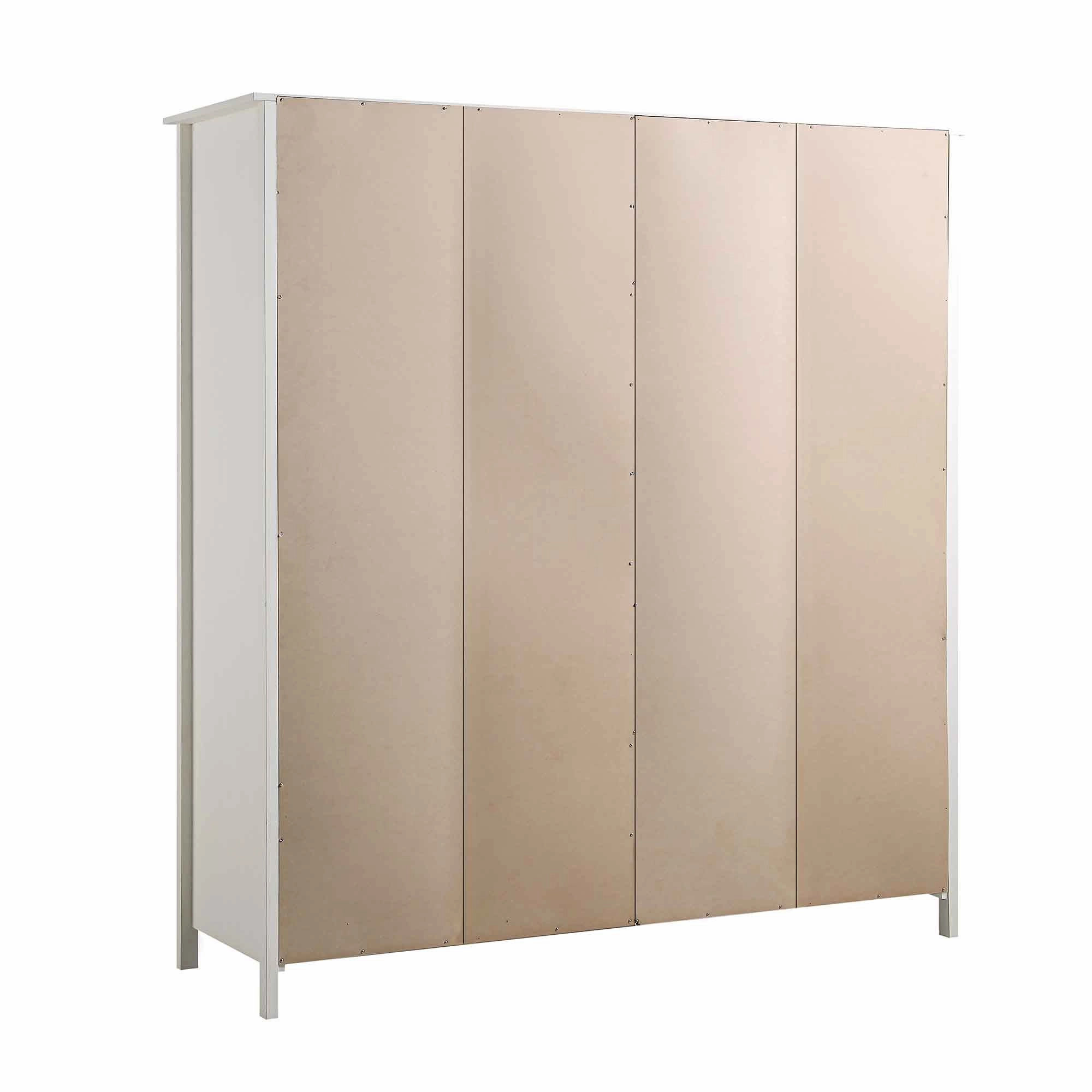 Frances Rattan 4-Door Wardrobe with 2 Drawers, White