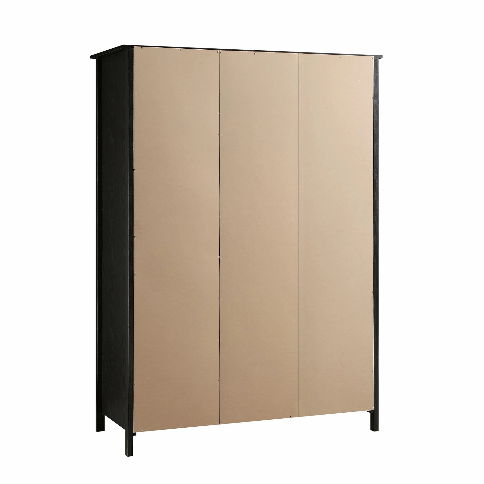 Frances Rattan Triple Wardrobe with 2 Drawers, Black