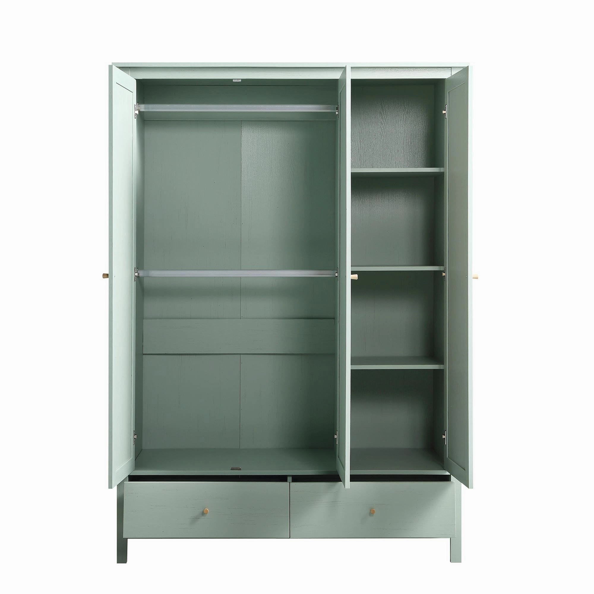 Frances Rattan Triple Wardrobe with 2 Drawers, Mint