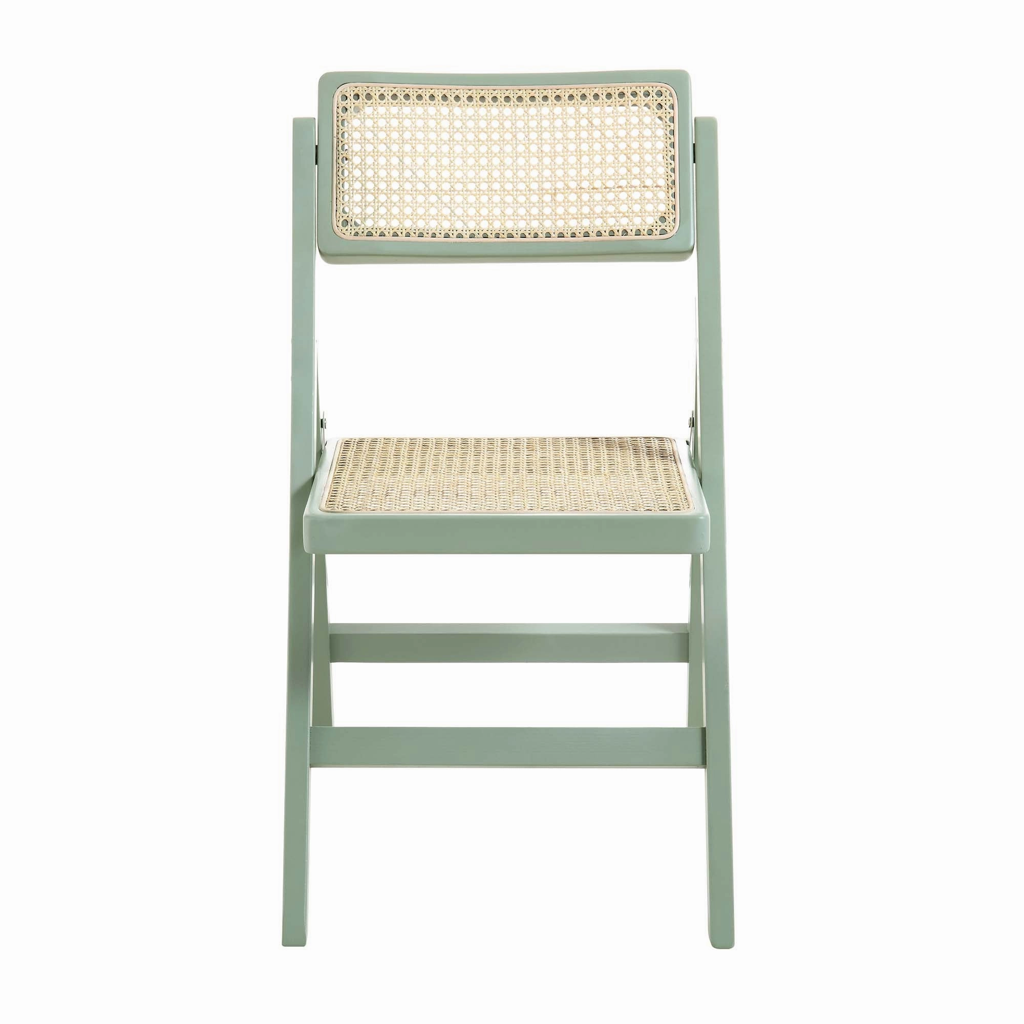 Frances Set of 2 Folding Cane Rattan Chairs, Mint