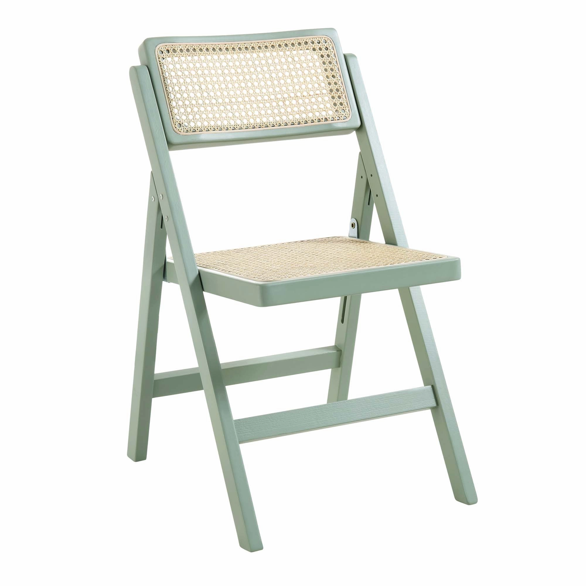 Frances Set of 2 Folding Cane Rattan Chairs, Mint