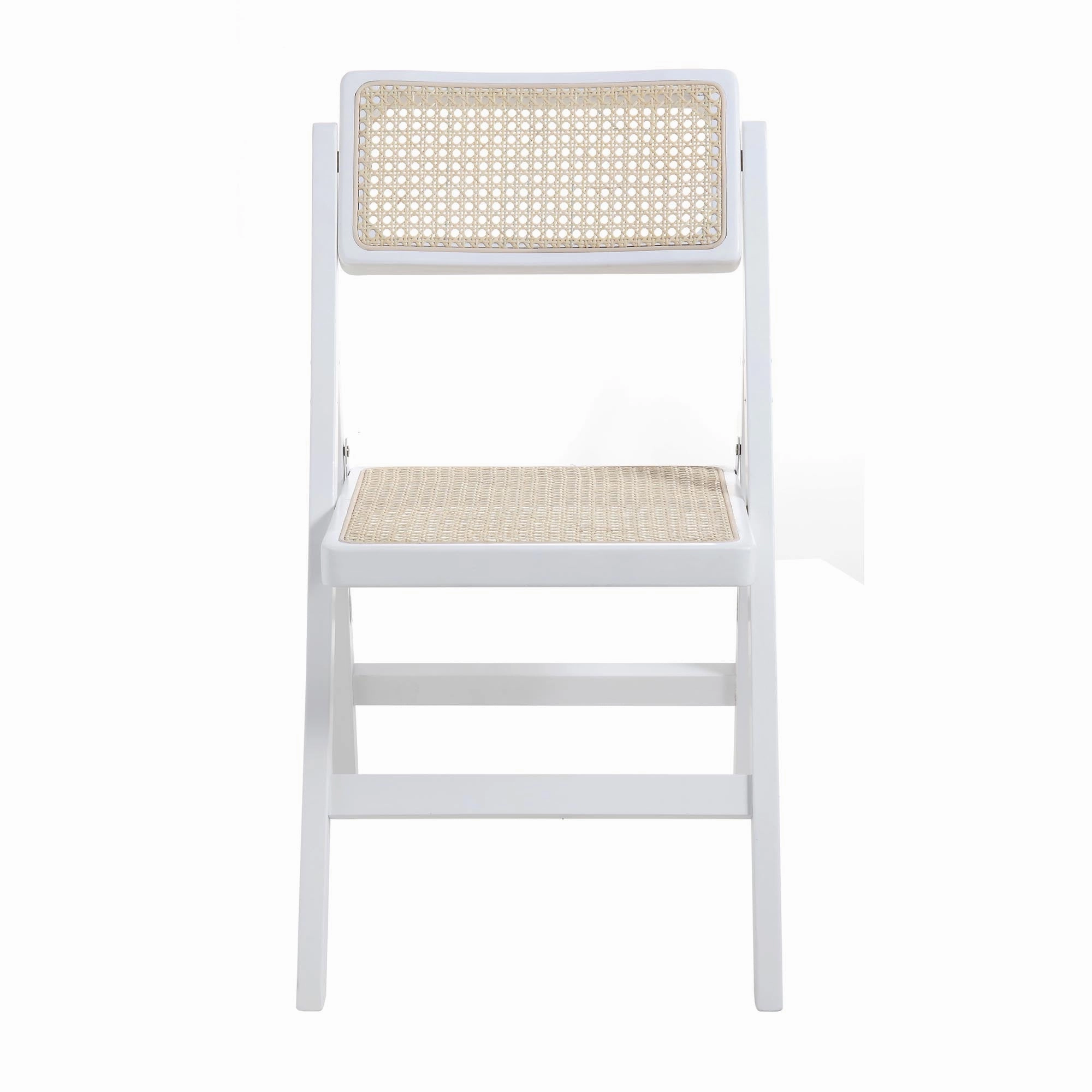 Frances Set of 2 Folding Cane Rattan Chairs, White