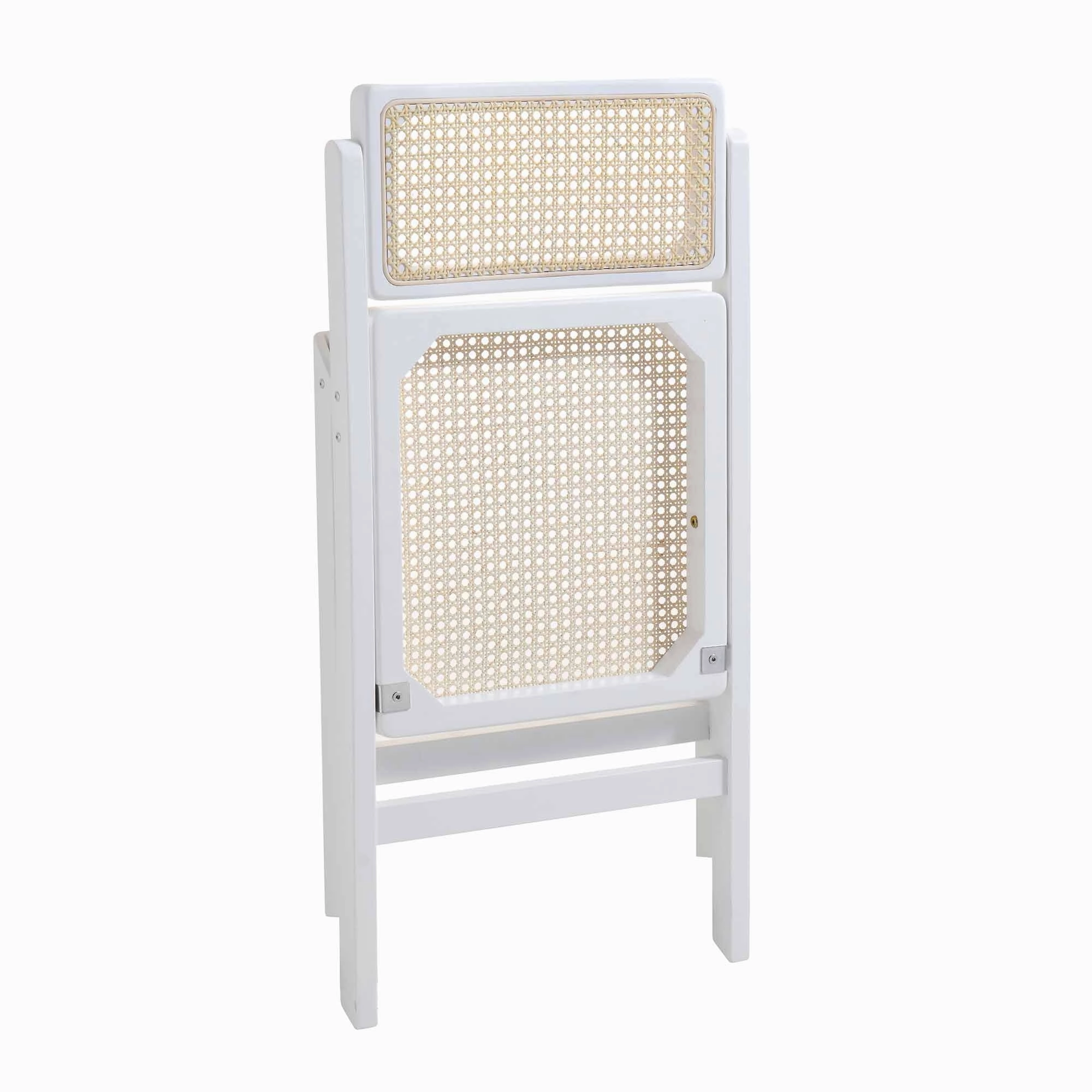 Frances Set of 2 Folding Cane Rattan Chairs, White