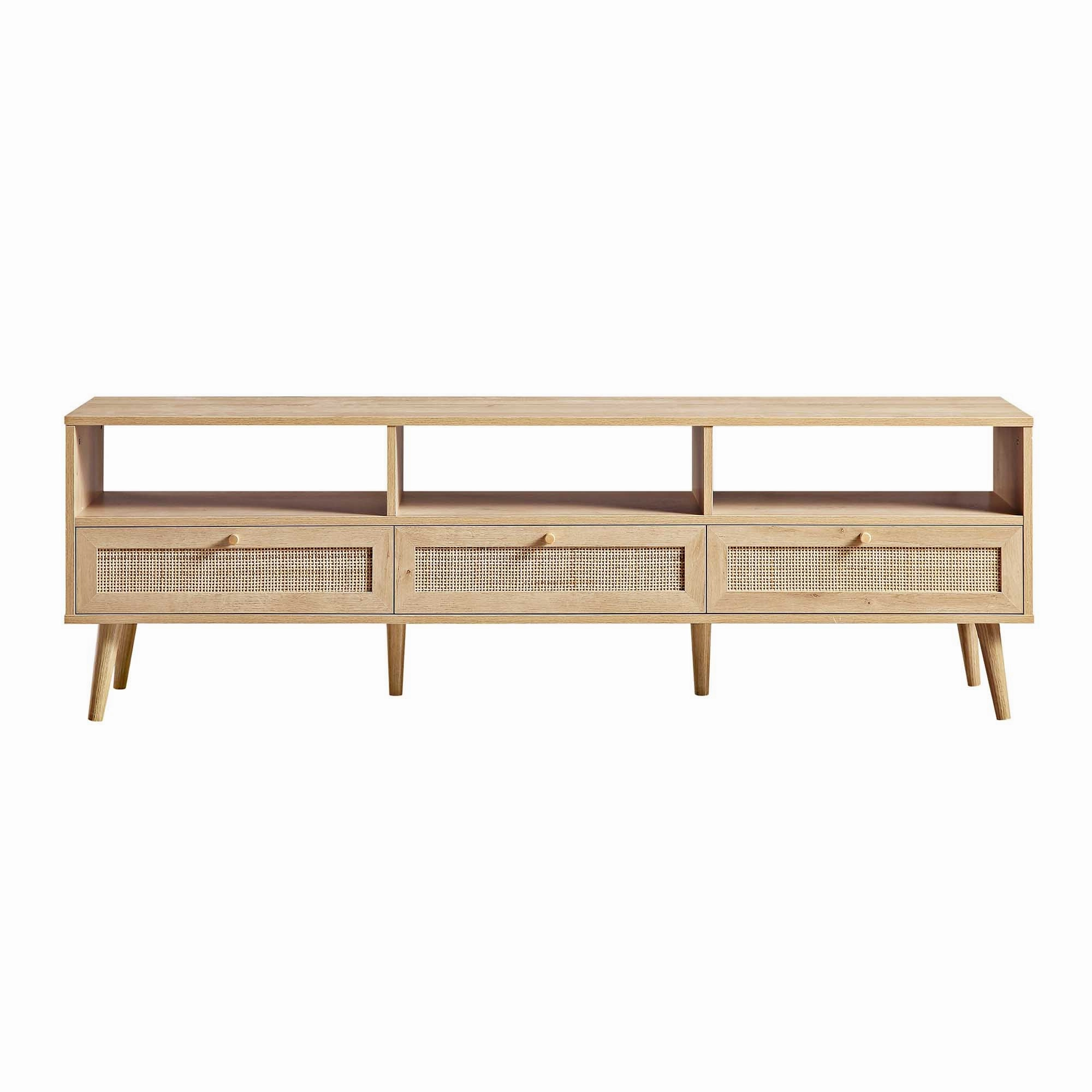 Frances Woven Rattan 160cm 3-Drawer TV Unit, Natural