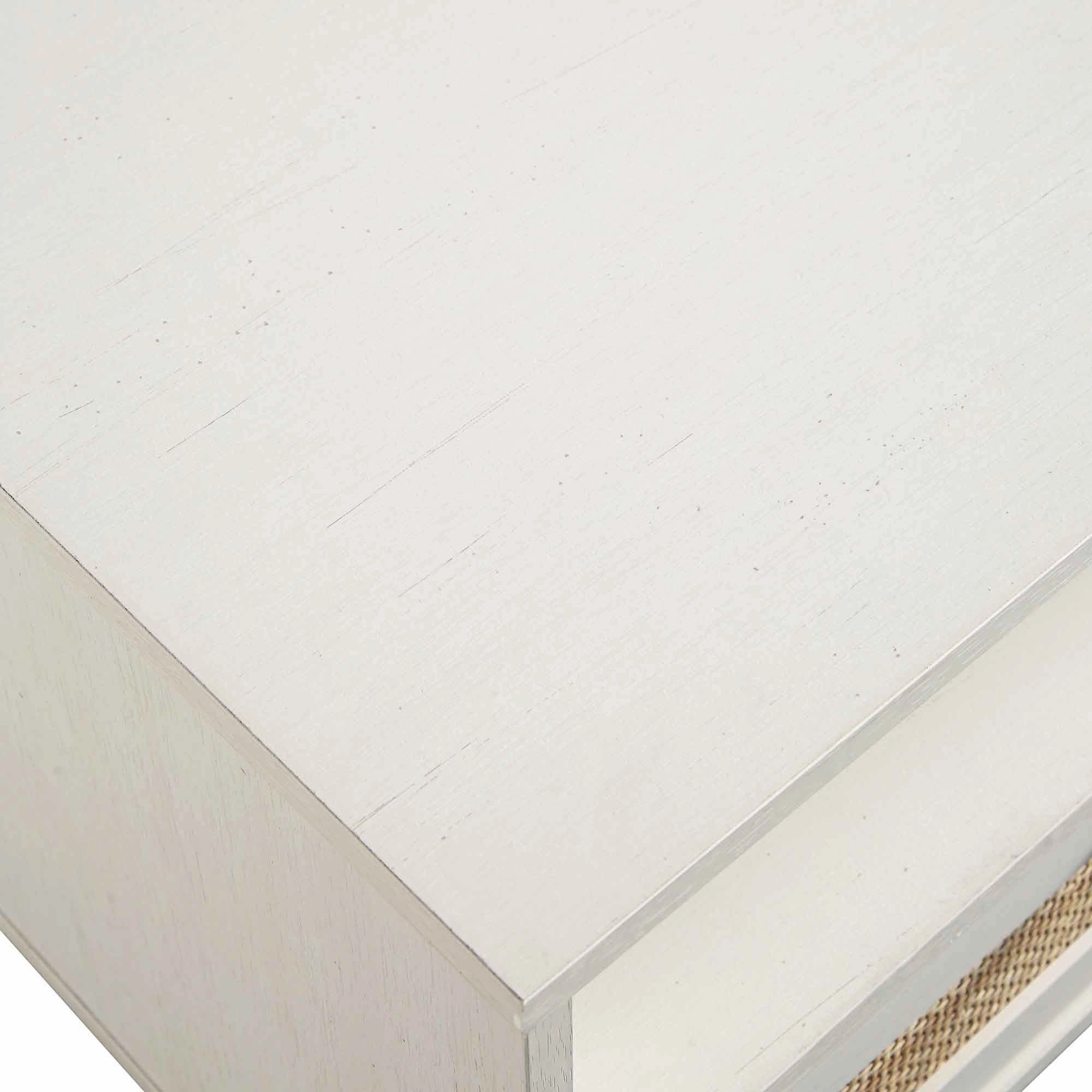 Frances Woven Rattan 160cm 3-Drawer TV Unit, White