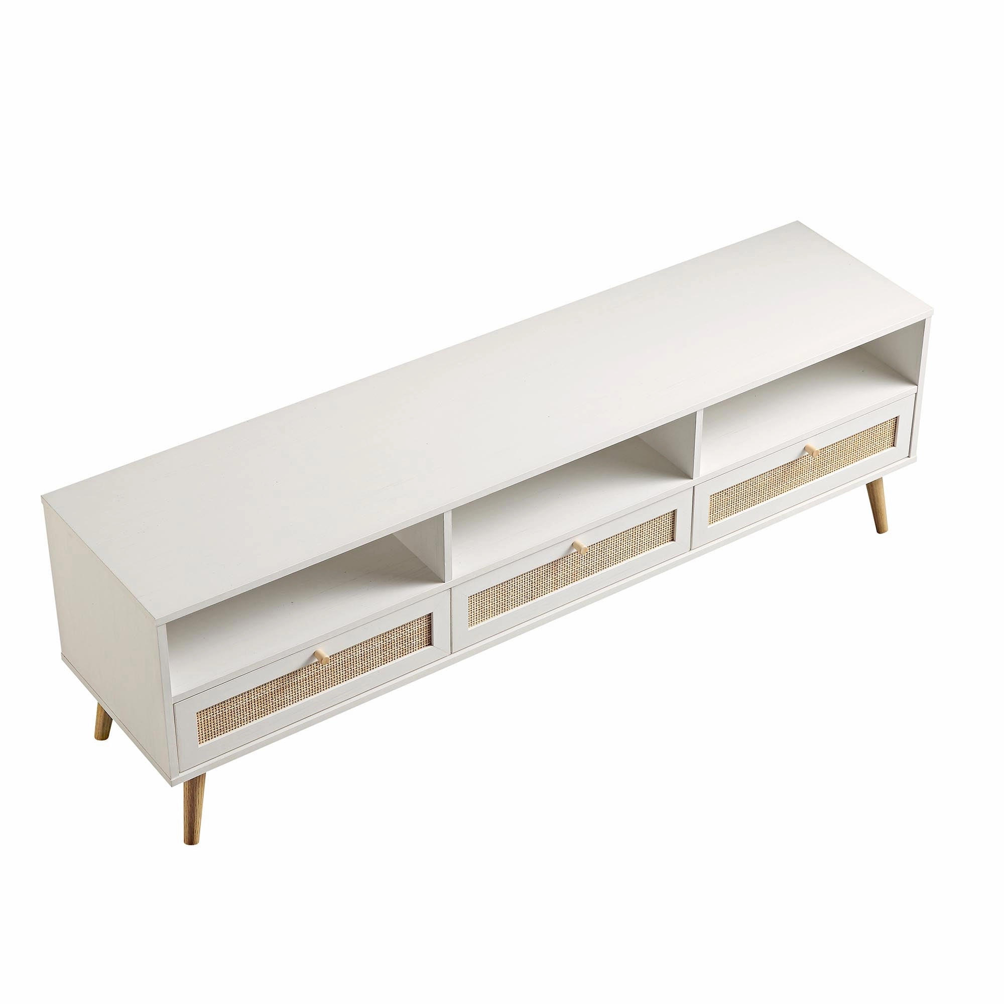 Frances Woven Rattan 160cm 3-Drawer TV Unit, White