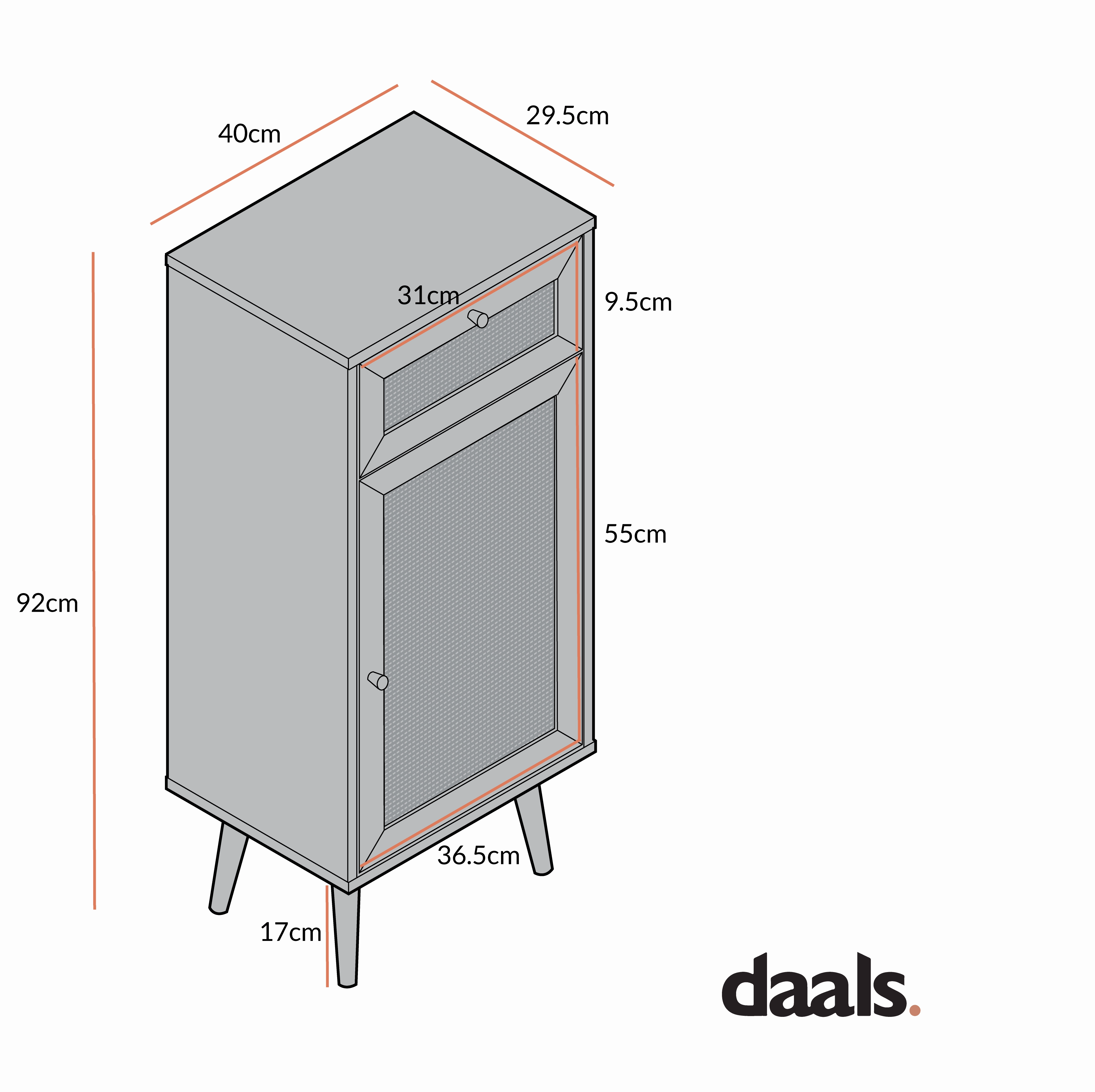 Frances Woven Rattan 1-Door Bathroom Cabinet, Black