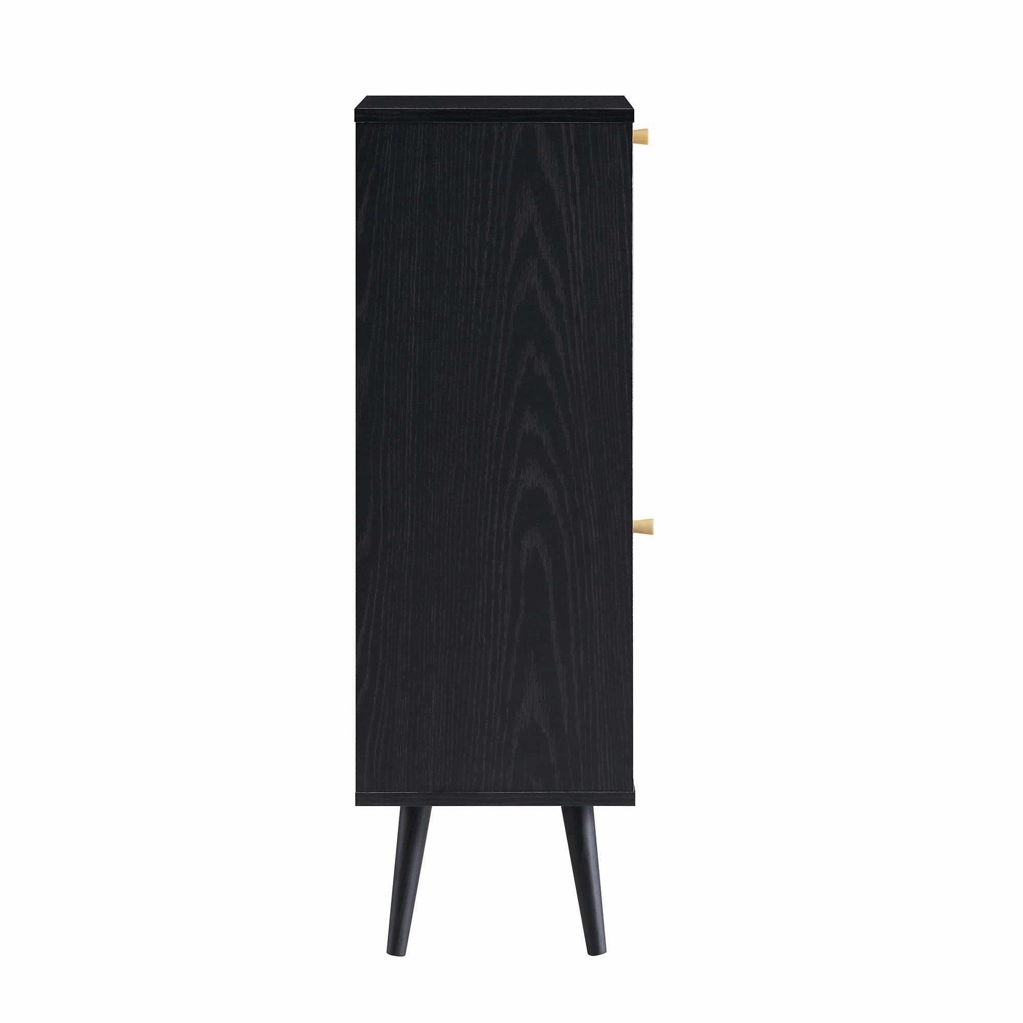 Frances Woven Rattan 1-Door Bathroom Cabinet, Black